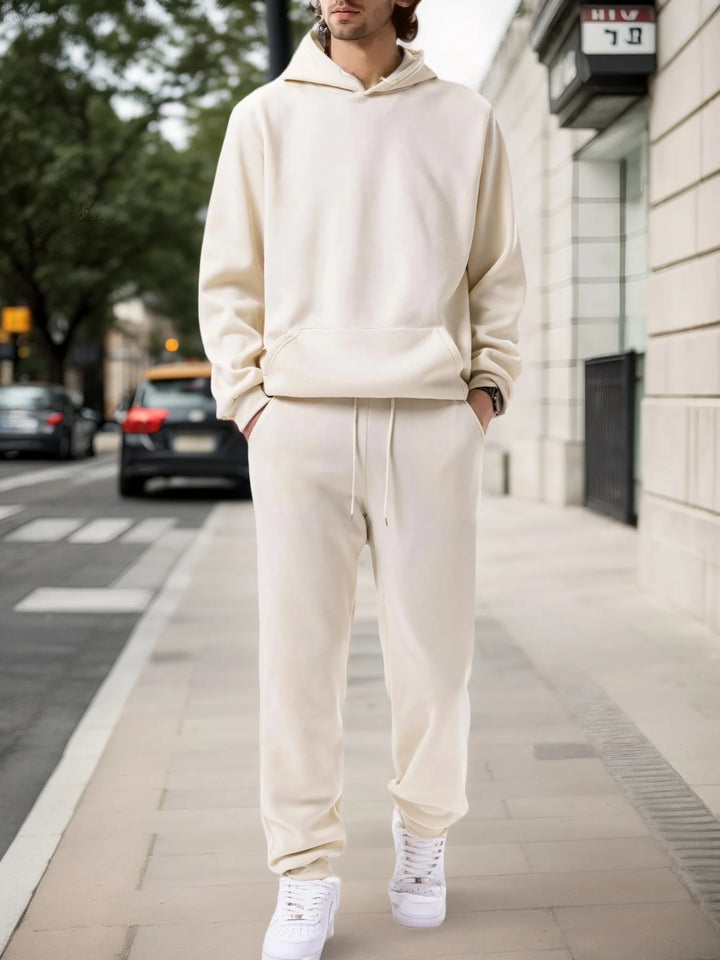 Men's Autumn and Winter Solid Color  Pants Two-piece Set Casual Sportswear Men's Tracksuit