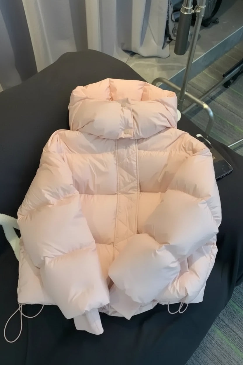 Warm Cotton Hooded Short Jacket for Women-HighTouch