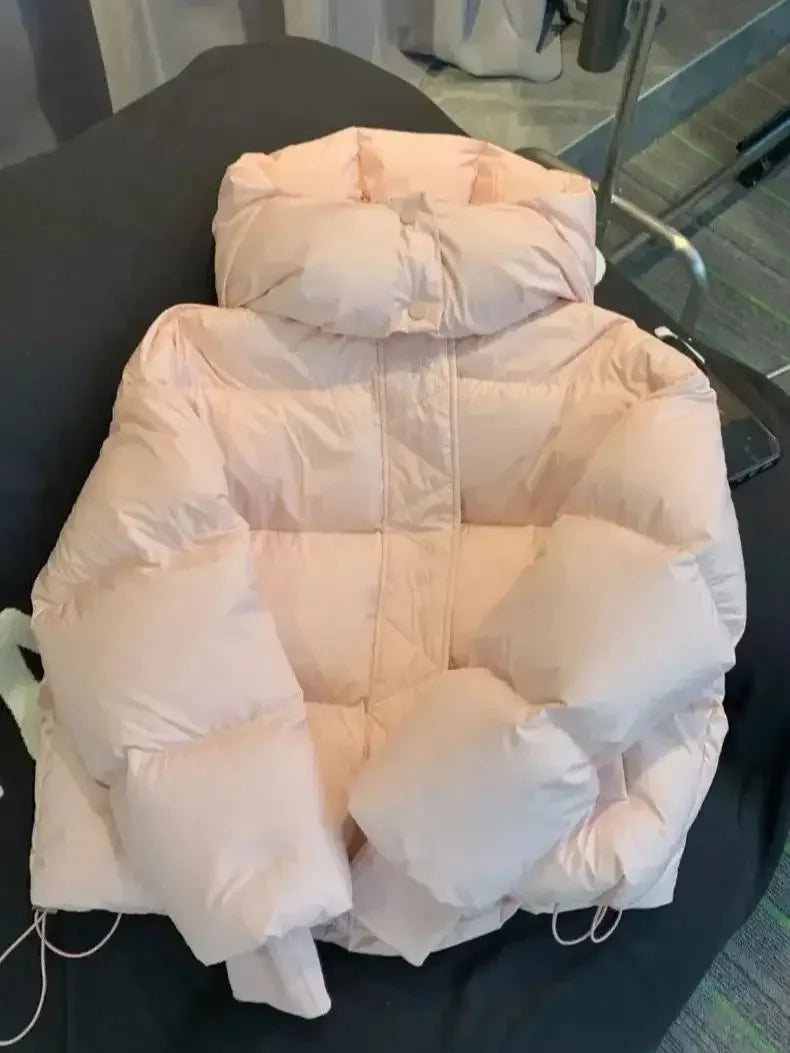 Warm Cotton Hooded Short Jacket for Women