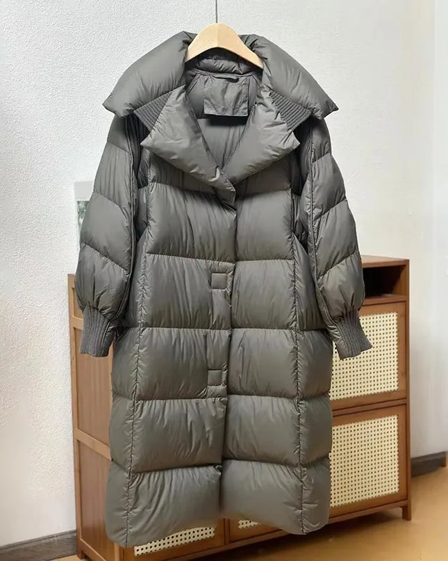 Long 90% White Duck Down Puff Parka Women