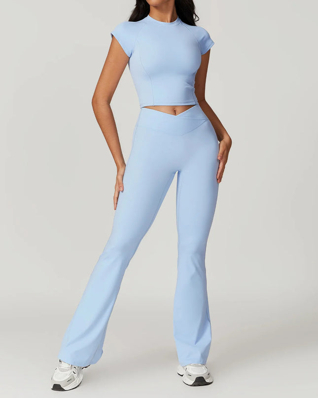 Seamless 2-Piece Yoga Set – Crop Top & High-Waist Leggings