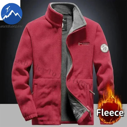 Men’s Thick Fleece Winter Jacket – Double-Pocket Hiking & Ski Outerwear