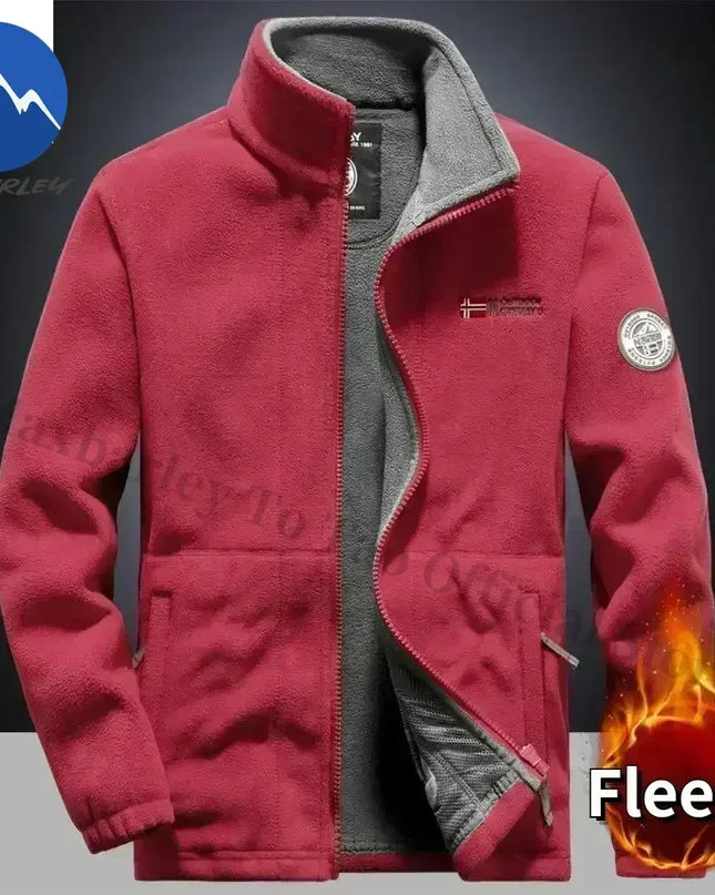 Men’s Thick Fleece Winter Jacket – Double-Pocket Hiking & Ski Outerwear
