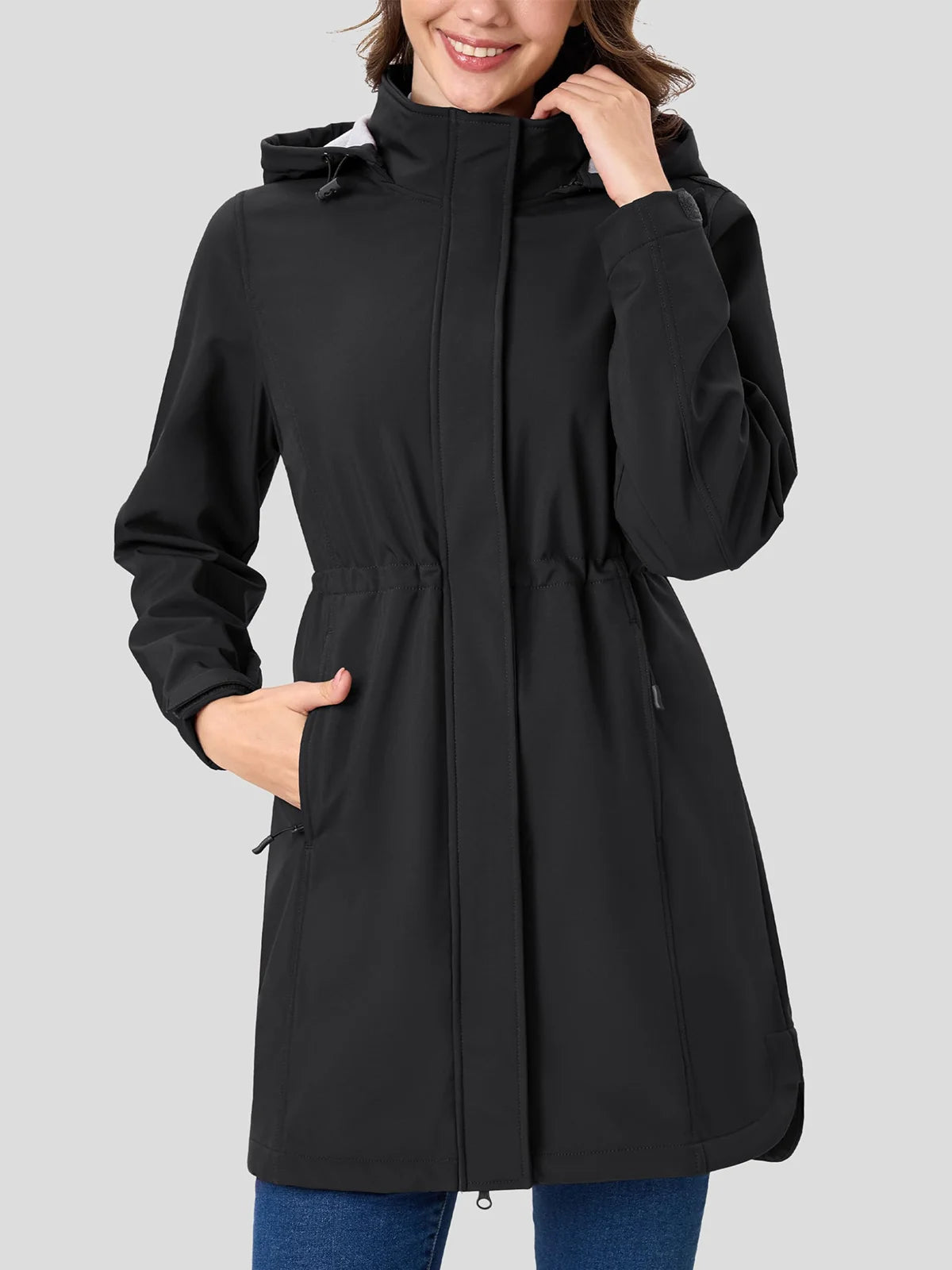 Waterproof Long Hooded Softshell Parka Women
