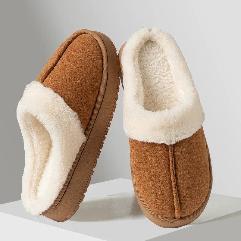 Platform Cotton Plush Women’s Slippers – Warm Soft Sole Indoor & Outdoor Non-Slip