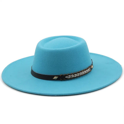 British-Style Wide-Brim Felt Fedora – Adjustable Luxury Jazz & Wedding Hat