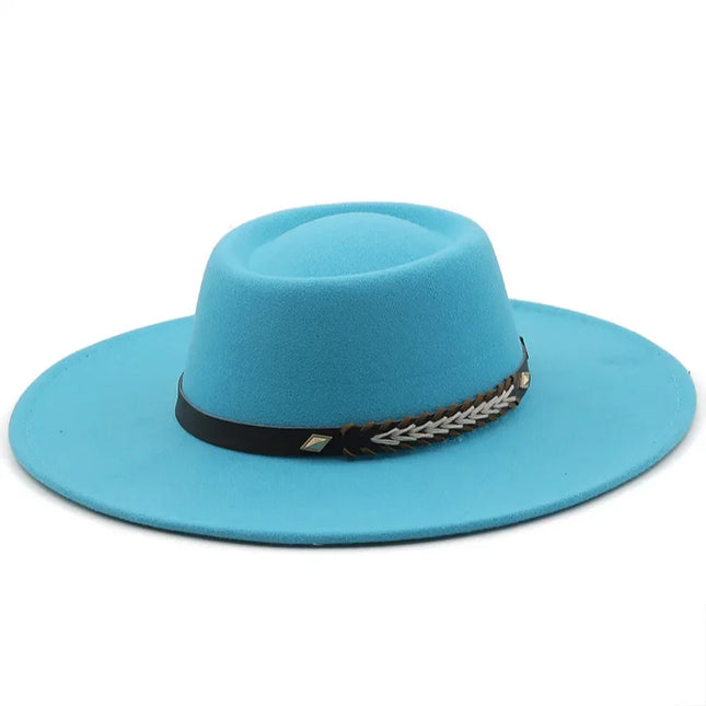 British-Style Wide-Brim Felt Fedora – Adjustable Luxury Jazz & Wedding Hat