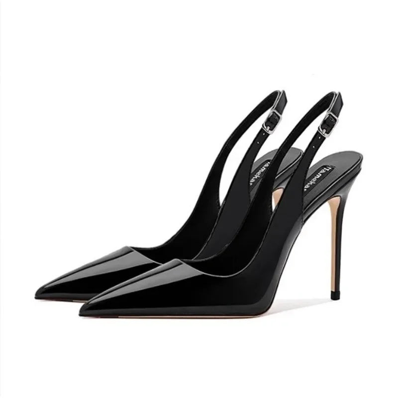 Metallic Strappy Stiletto Sandals – Glamour & Shine-HighTouch