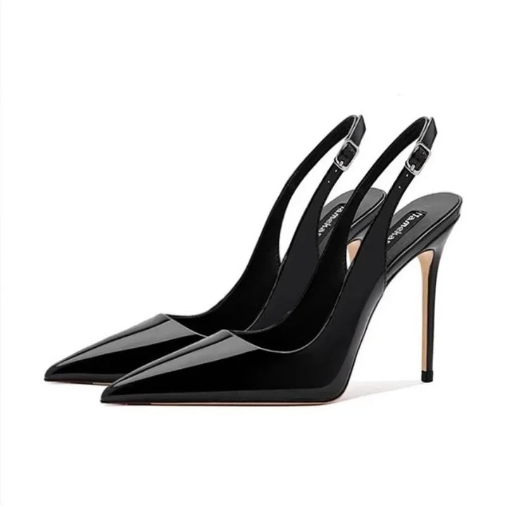 Metallic Strappy Stiletto Sandals – Glamour & Shine-HighTouch
