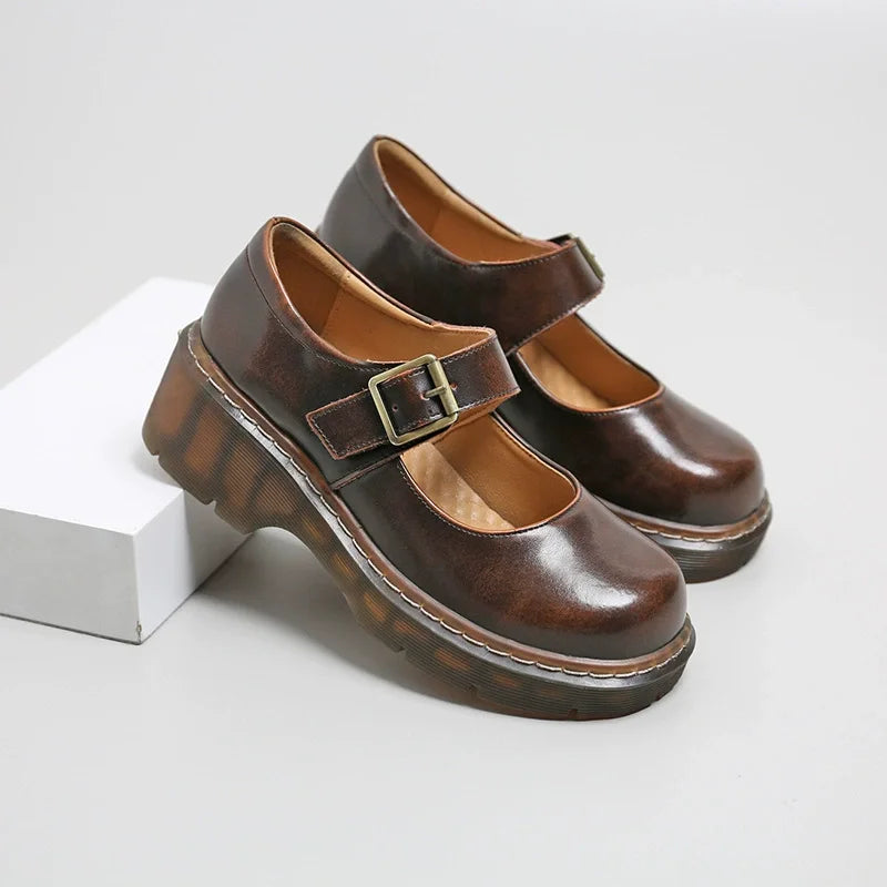 Vintage Buckle Mary Janes Women Loafers
