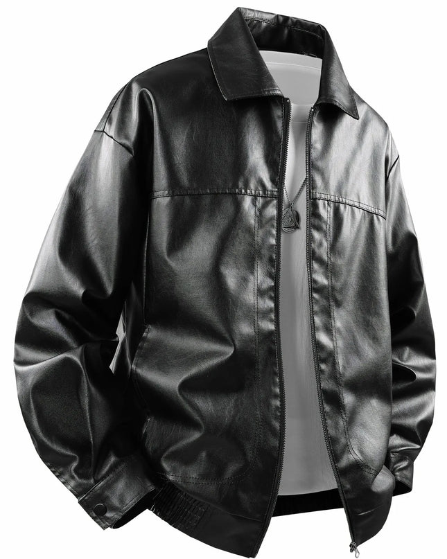 Men’s Lapel Leather Jacket