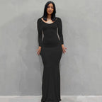 Sexy Spaghetti-Strap Black Trumpet Maxi Dre-HighTouch
