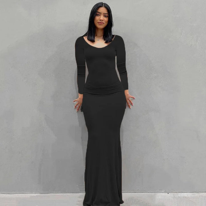 Sexy Spaghetti-Strap Black Trumpet Maxi Dre-HighTouch