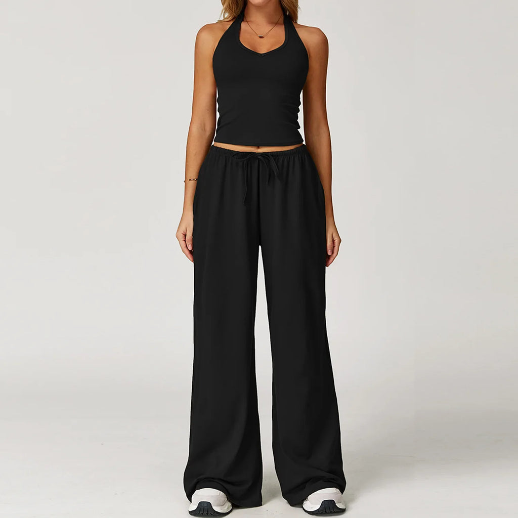 Women’s Hollow-Back Tank & High-Waist Drawstring Pants-HighTouch