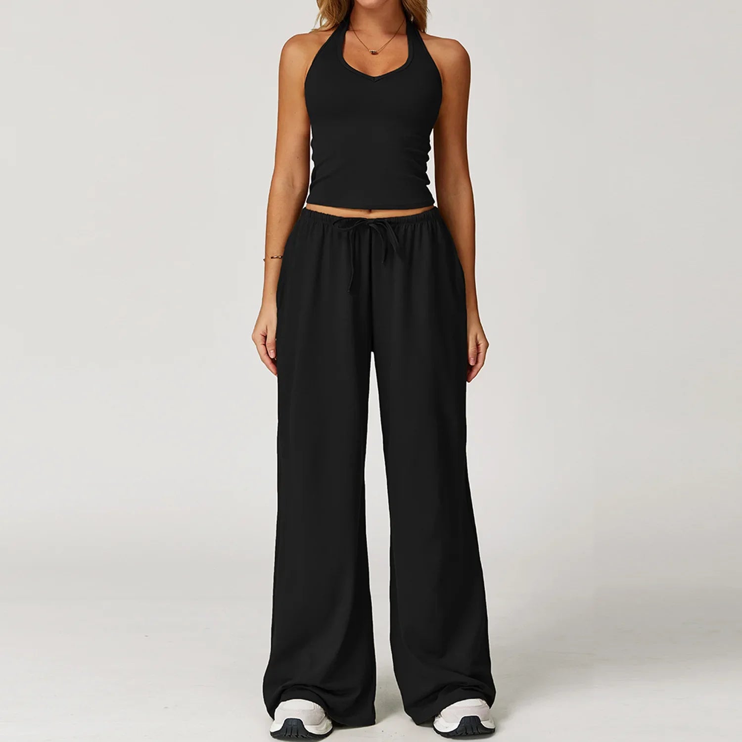 Women’s Hollow-Back Tank & High-Waist Drawstring Pants
