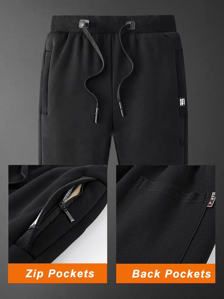 Men’s Fleece-Lined Joggers with Zip Pockets-HighTouch