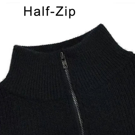 Men’s Striped Semi-Zip Knit Sweater