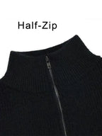Men’s Striped Semi-Zip Knit Sweater-HighTouch