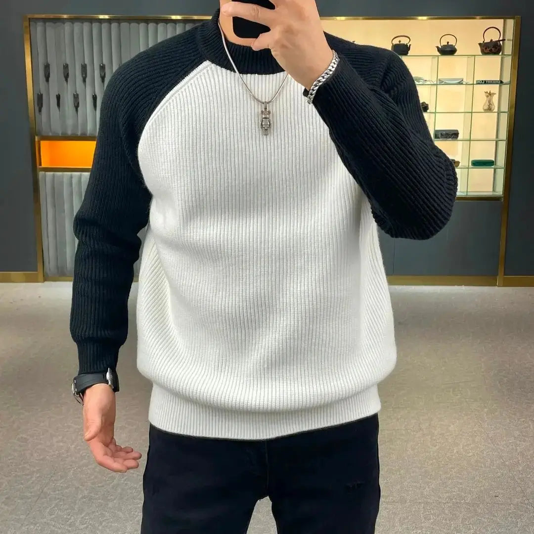 Color-Blocked Pullover Sweater Men-HighTouch