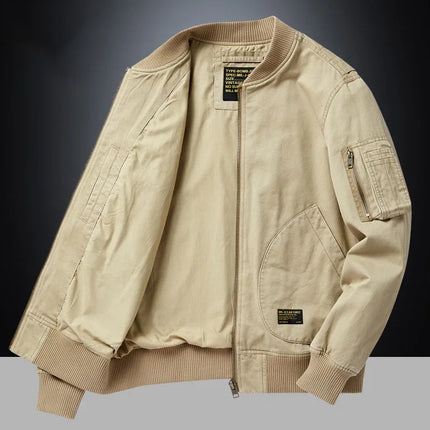 Unisex Vintage Cotton Loose-Fit Bomber Jacket – Lightweight Streetwear