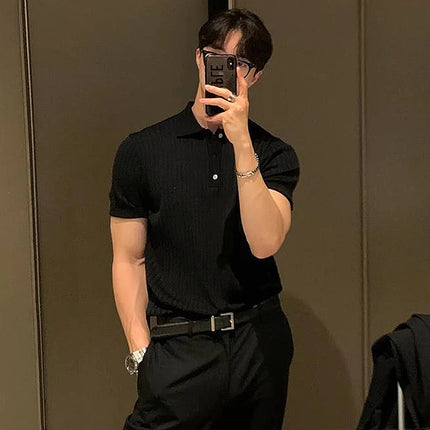 Men’s Retro Striped Polo Shirt – Summer Fashion