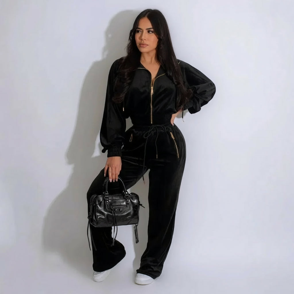 Women’s Velvet 2-Piece Tracksuit-HighTouch