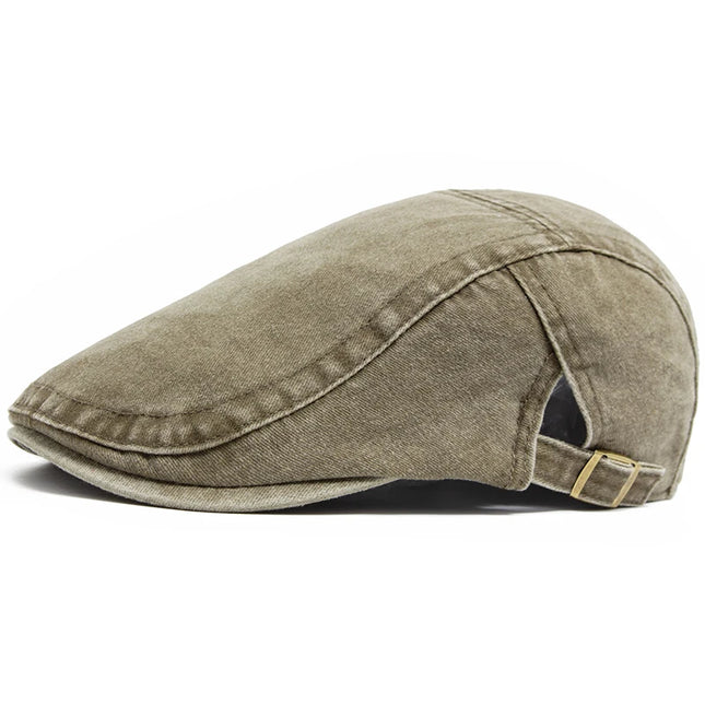 Vintage Cotton Beret / Flat Visor Cap – Unisex Adjustable Style