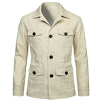 Retro British Linen Safari Jacket for Men-HighTouch