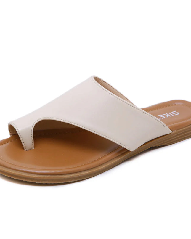 Women’s Flat Leather-Look Thong Sandals