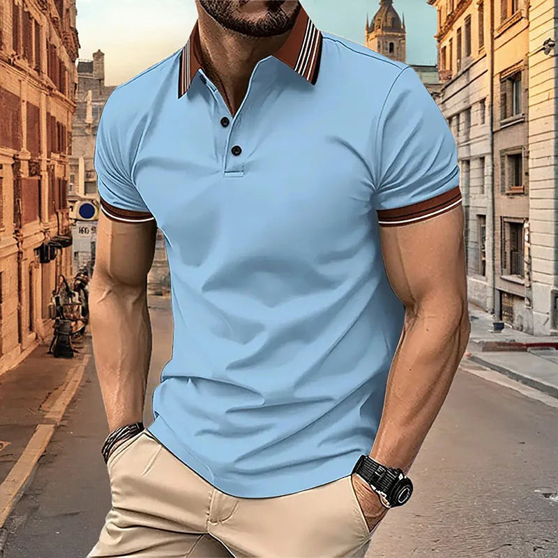Lightweight Men’s Summer Polo – Breathable, Button-Collar Casual Top