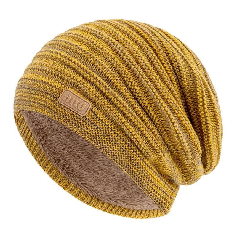 Unisex Striped Slouchy Winter Beanie-HighTouch