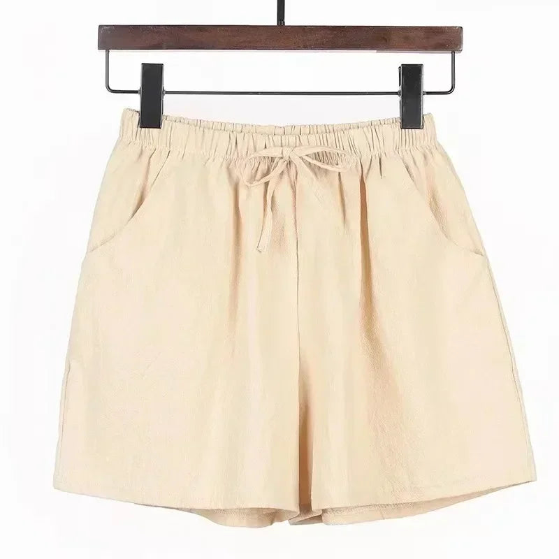 Women’s Cotton‑Linen Wide‑Leg Beach Shorts