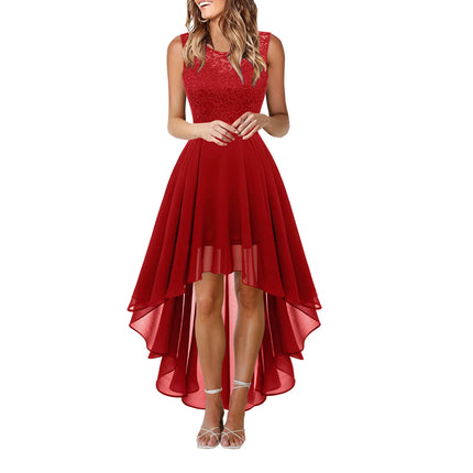 Vintage Floral Lace Irregular-Hem Cocktail & Bridesmaid Dress