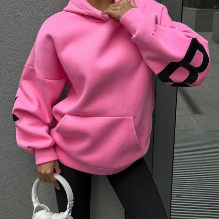 European American Fashion Printed Thick Loose Hoodie