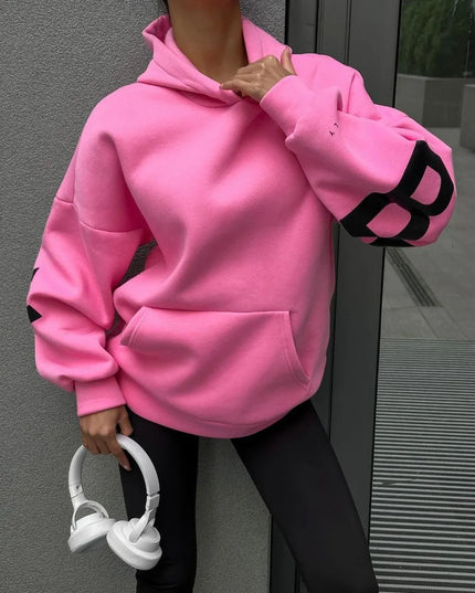 European American Fashion Printed Thick Loose Hoodie