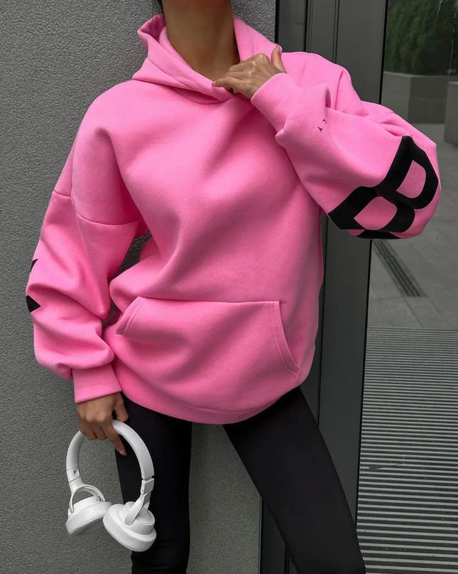 European American Fashion Printed Thick Loose Hoodie