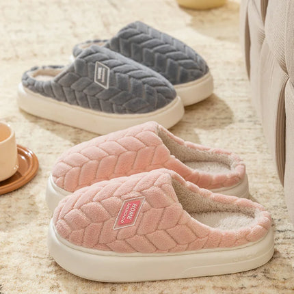 Cotton Plush Women’s Indoor Slippers – Anti-Slip Soft-Bottom Warm Winter Home Footwear