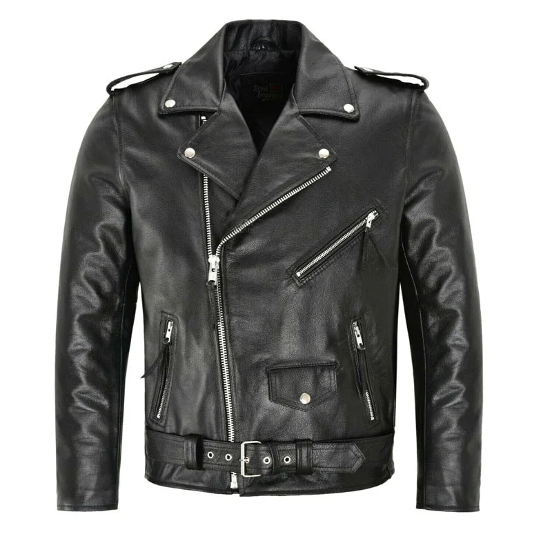 Men’s Slim-Fit PU Leather Motorcycle Jacket-HighTouch