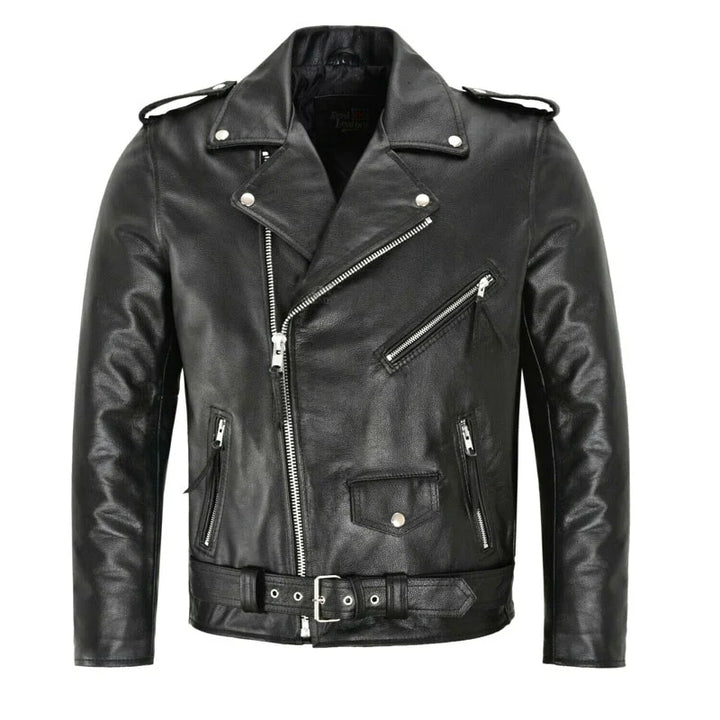 Men’s Slim-Fit PU Leather Motorcycle Jacket-HighTouch