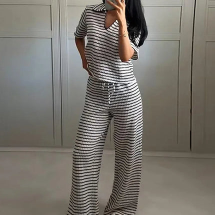 Women’s Knit Striped Pullover & Pants Set