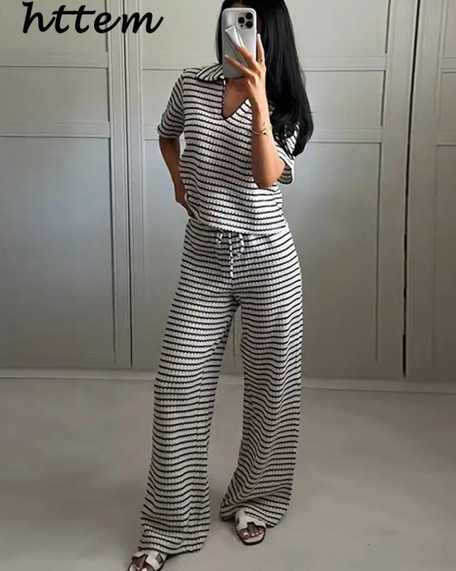 Women’s Knit Striped Pullover & Pants Set
