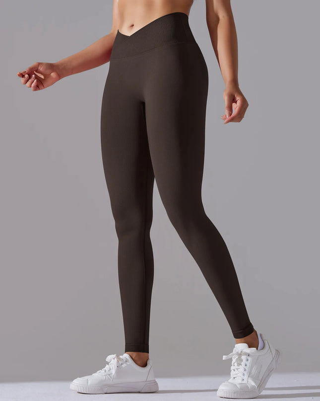 Women’s Seamless High-Waisted Cross-Over Scrunch-Butt Leggings – Lift & Shape