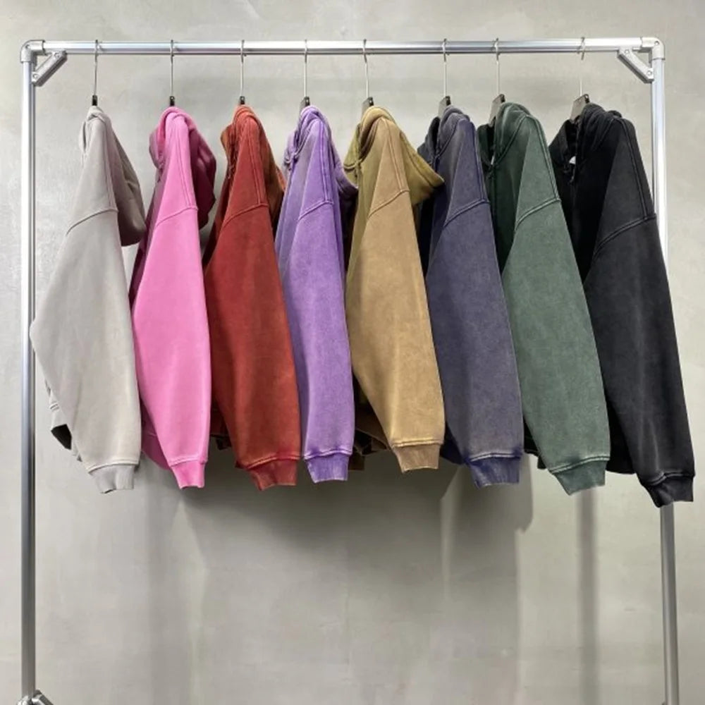 Luxury Batik‑Wash Full‑Zip Street Hoodie-HighTouch