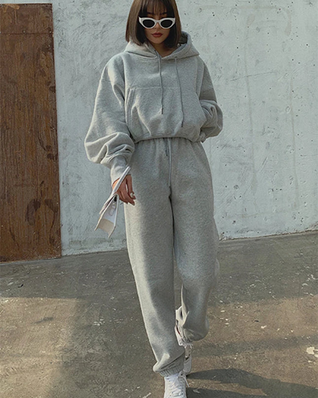 Women’s Fleece Tracksuit Set – Soft Hoodie & Jogger Pants for Cozy Style