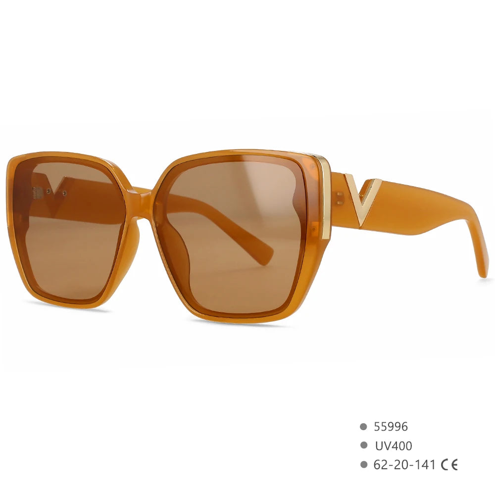 Women’s V-Logo Mirror Retro Sunglasses-HighTouch