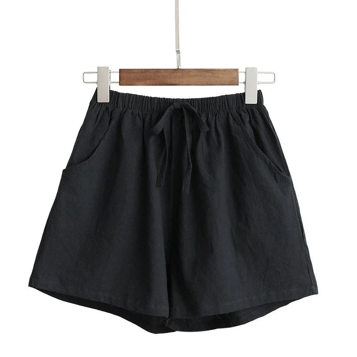 Relaxed High-Waist Cotton Linen Shorts – Cool Comfort Meets Chic Styling-HighTouch