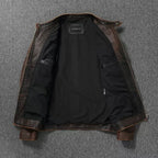 Real Cowhide & Fur Bomber Leather Jacket-HighTouch