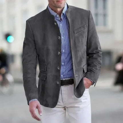 Solid Colour Slim Suit Jacket Men