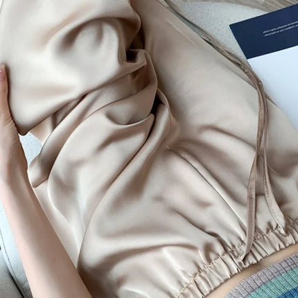 Cool & Chic – Ice Silk Satin High-Waist Wide-Leg Pants