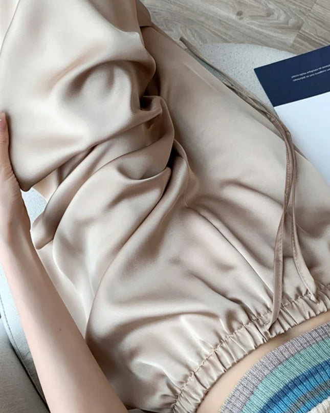 Cool & Chic – Ice Silk Satin High-Waist Wide-Leg Pants